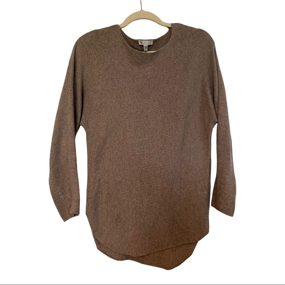 Lila Rose Scoop Neck Tan Knit Sweater Womens XS